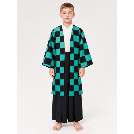 Kids' anime-style plaid jacket, size S