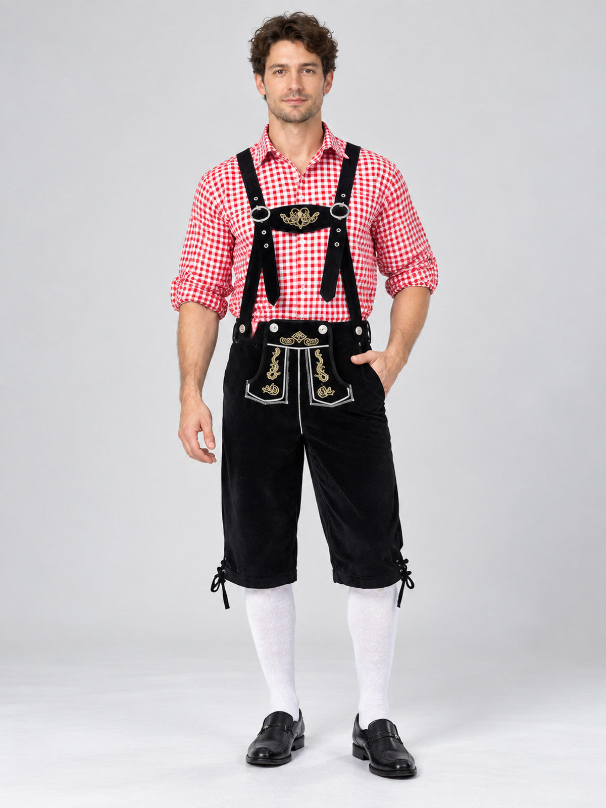 Oktoberfest Costume: Plaid Shirt, Suspender Pants