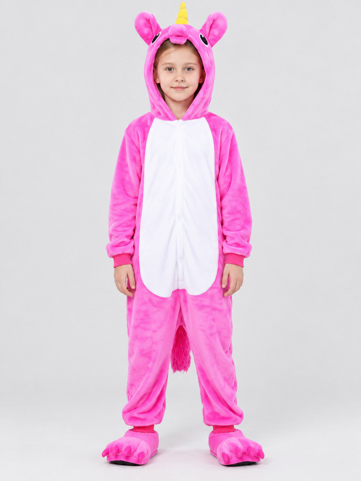 Kids' Unicorn Hooded Pajama Jumpsuit with Tail
