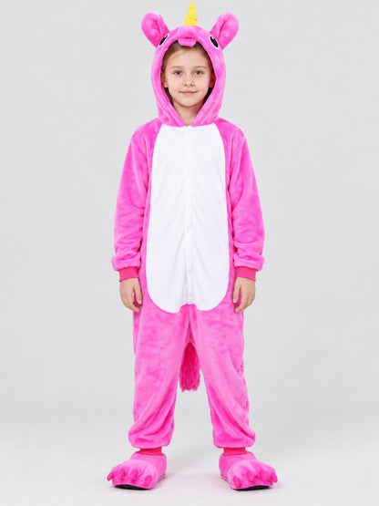 Kids' Unicorn Hooded Pajama Jumpsuit with Tail