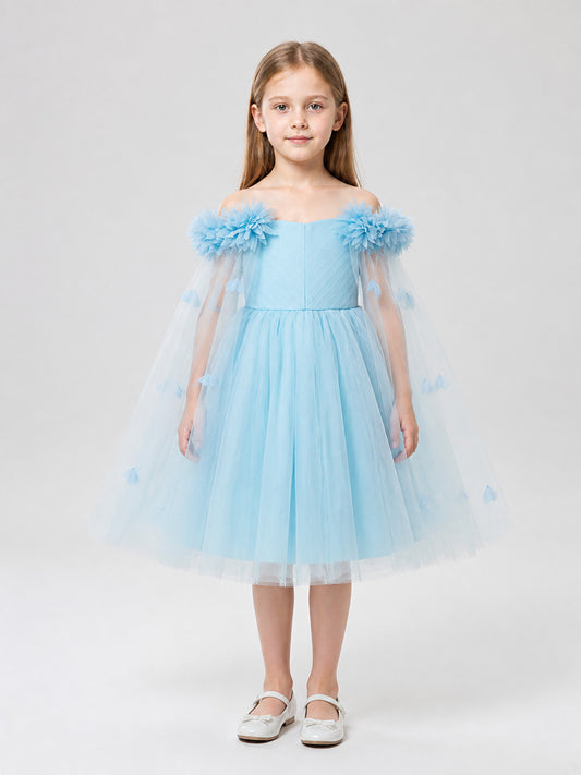 Princess Flower Tutu Dress for Flower Girls on-model view