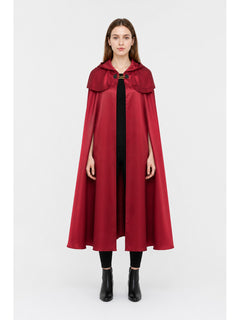 Red Long Hooded Cloak with Pendant