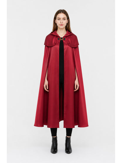 Red Long Hooded Cloak with Pendant main product view