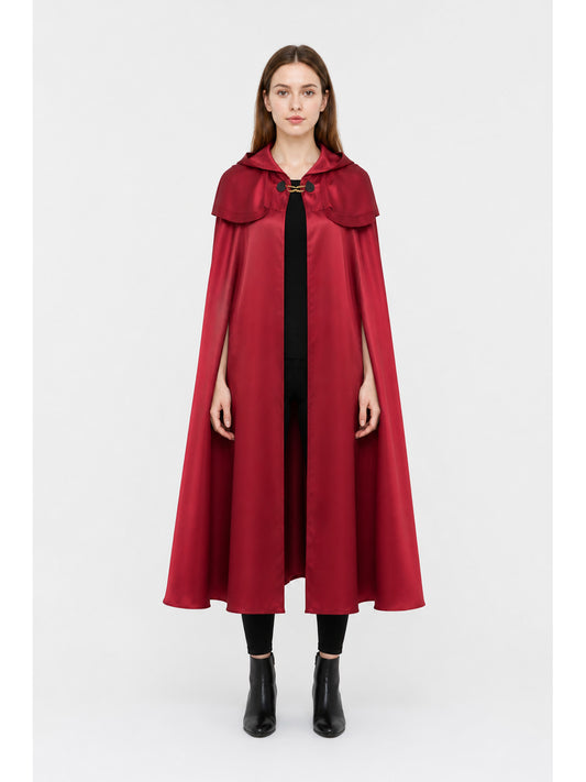 Red Long Hooded Cloak with Pendant main product view