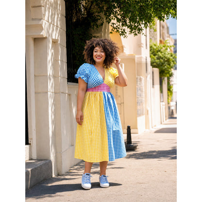 Midi dress with short sleeves and ruffles at the cuffs main product view