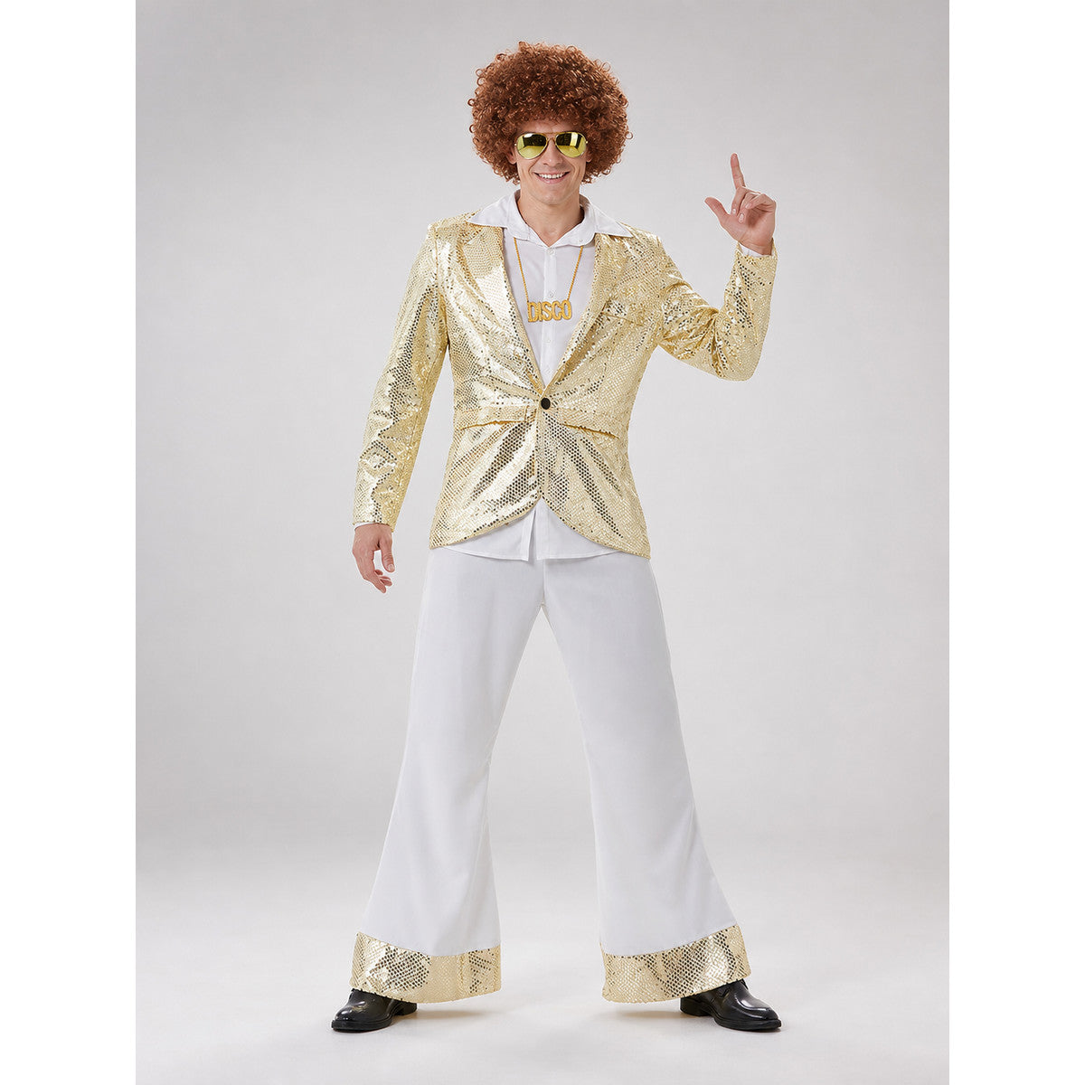 Retro 80s Disco Costume with Jacket and Pants for the Stage on-model view