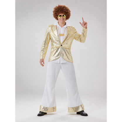 Retro 80s Disco Costume with Jacket and Pants for the Stage on-model view