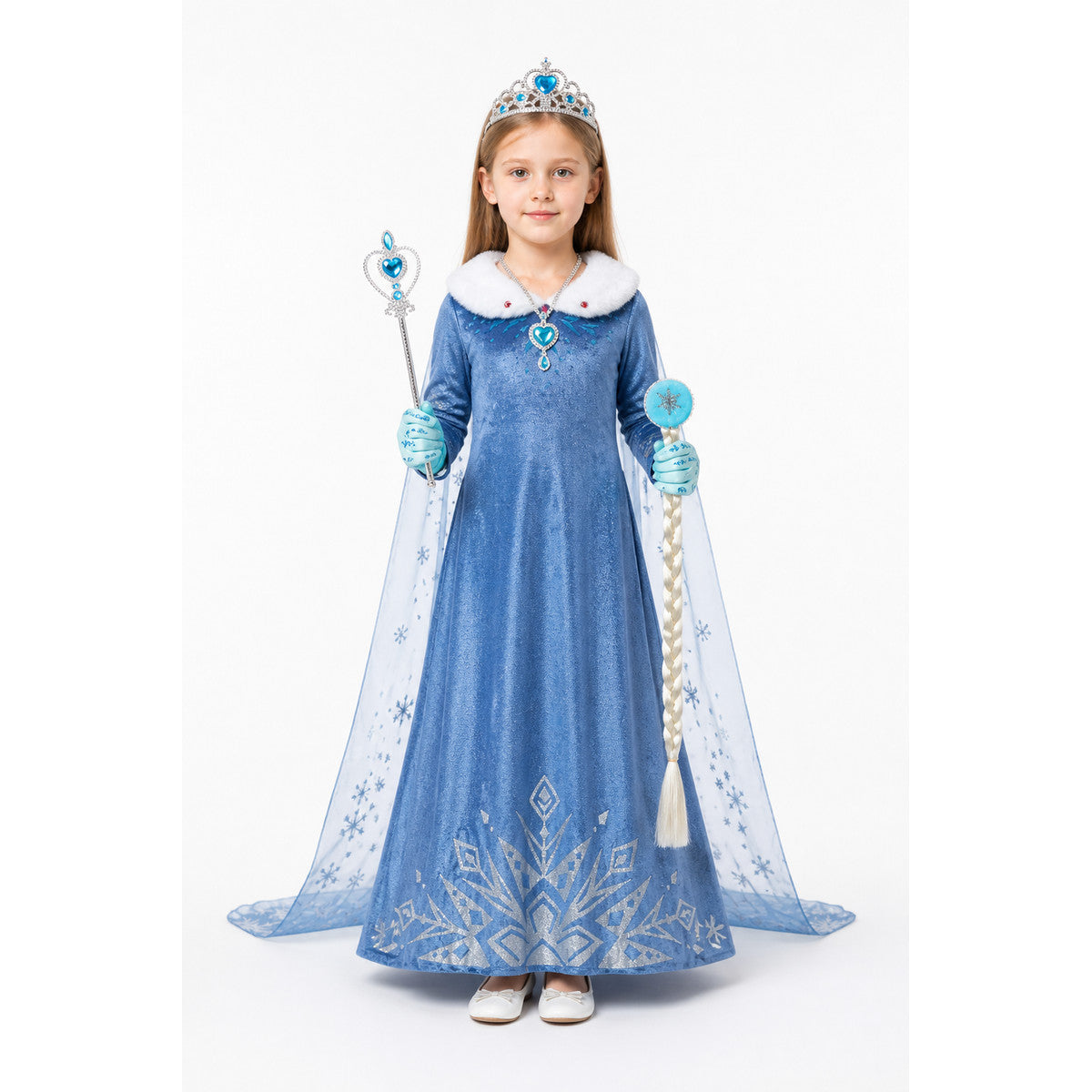 Snow Queen Costume with Dress and Accessories main product view