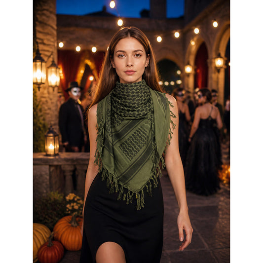 Women's Tactical Scarf with Fringe, Geometric Camo Print Square Bandana main product view