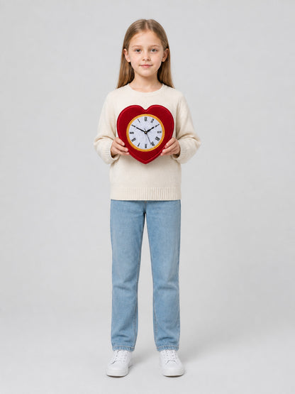 Heart-Shaped Wall Clock with Roman Numerals on-model view