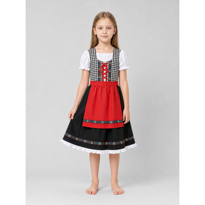 Folk-Style Carnival Dress with Bonnet on-model view