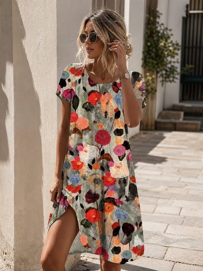Women's Round-Neck Floral Print Dress main product view