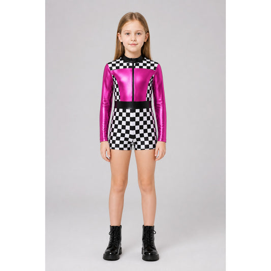Children's Racing Jumpsuit with Checkered Print main product view