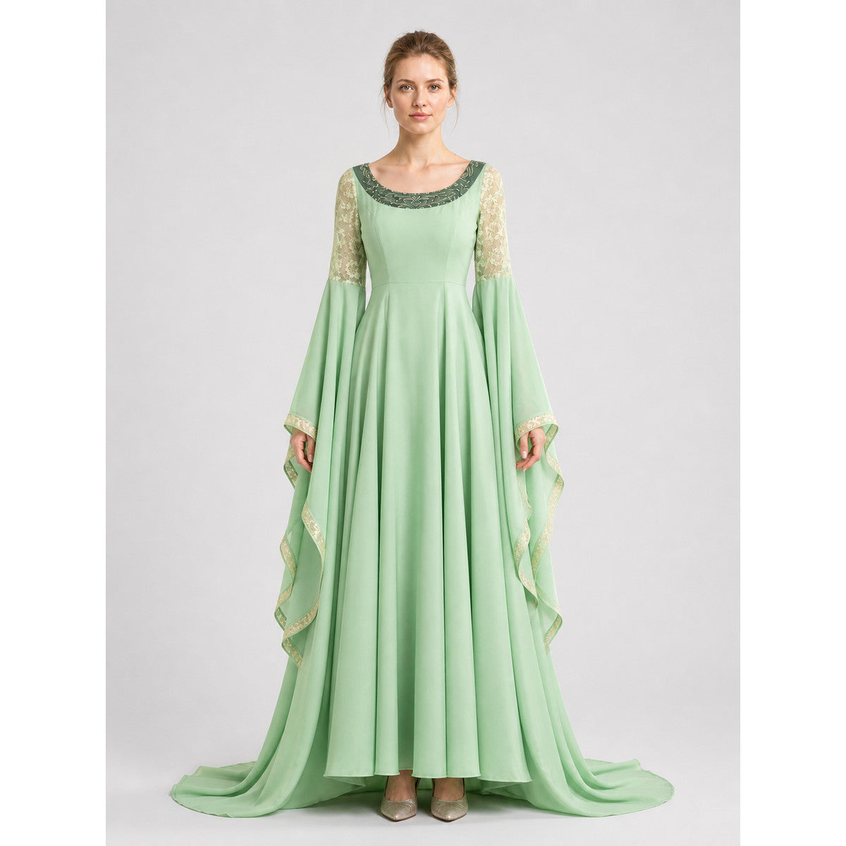 Cosplay Dress with Long Sleeves and a Train on-model view