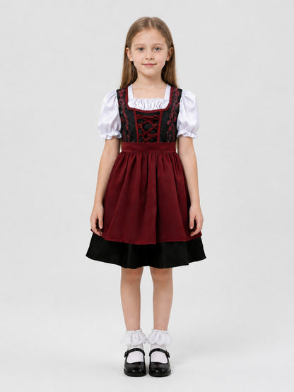 Children’s ethnic dress with a bodice and puff sleeves on-model view