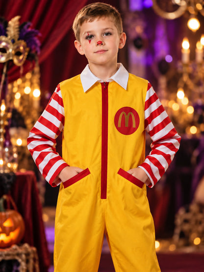 Yellow Clown Costume for Cosplay with Red and White Socks