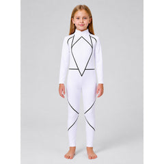 Kids' Cosplay Jumpsuit, White with a High Collar