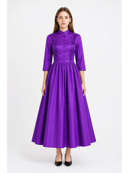 Long Gothic Dress with Stand Collar and Buttons main product view