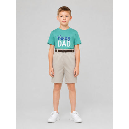 Kids' Foxy Dad Costume with T-Shirt, Shorts, and Belt on-model view