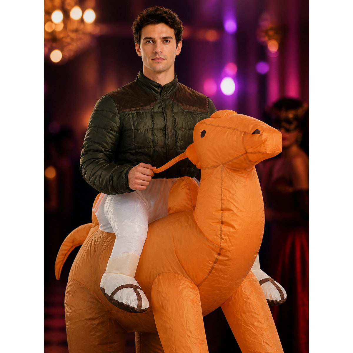 Ride-On Inflatable Camel Costume Jumpsuit for Halloween Party on-model view