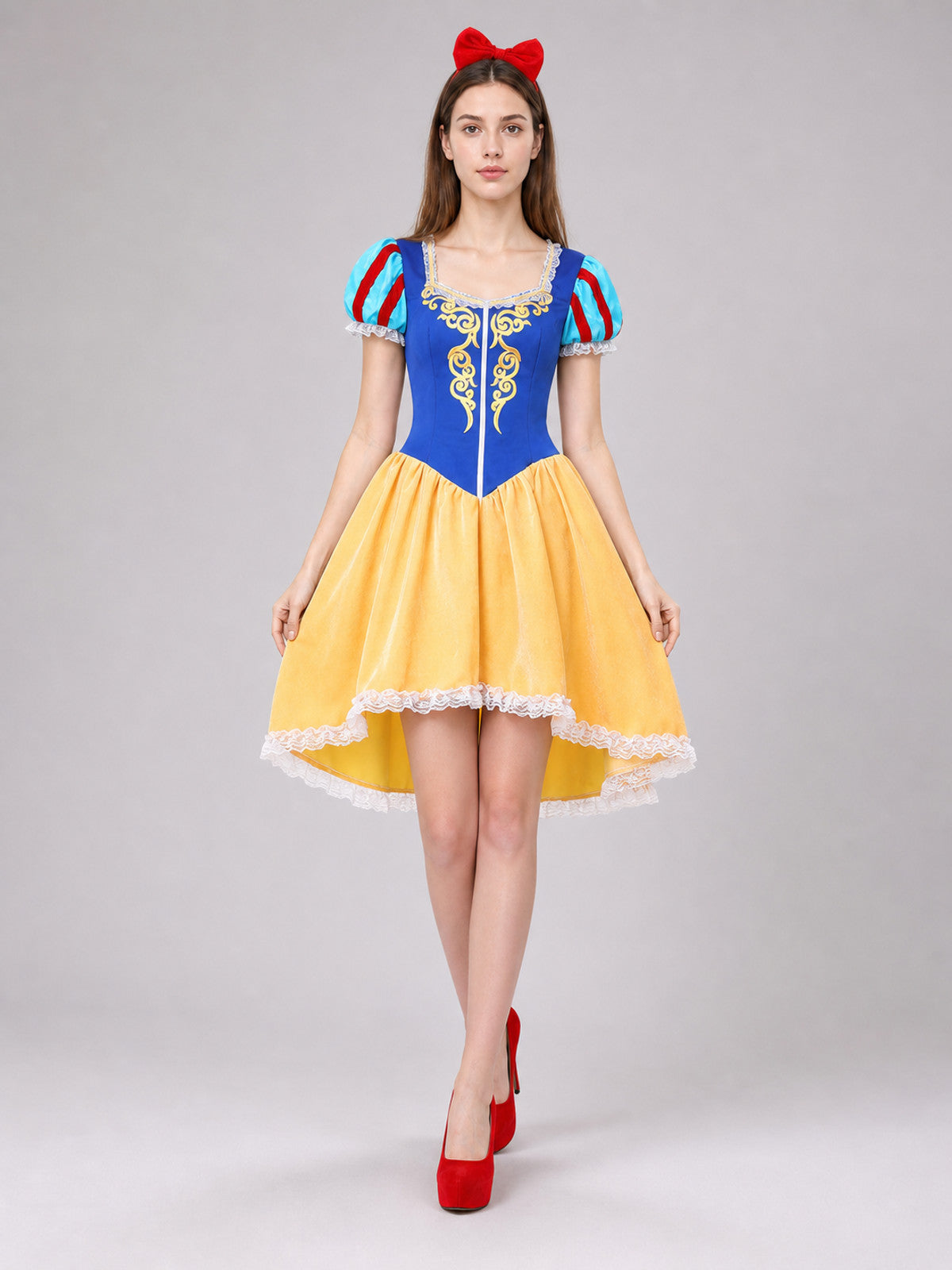 Snow White Costume Dress with Cape on-model view