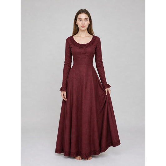 Black Medieval Maxi Dress with Long Sleeves