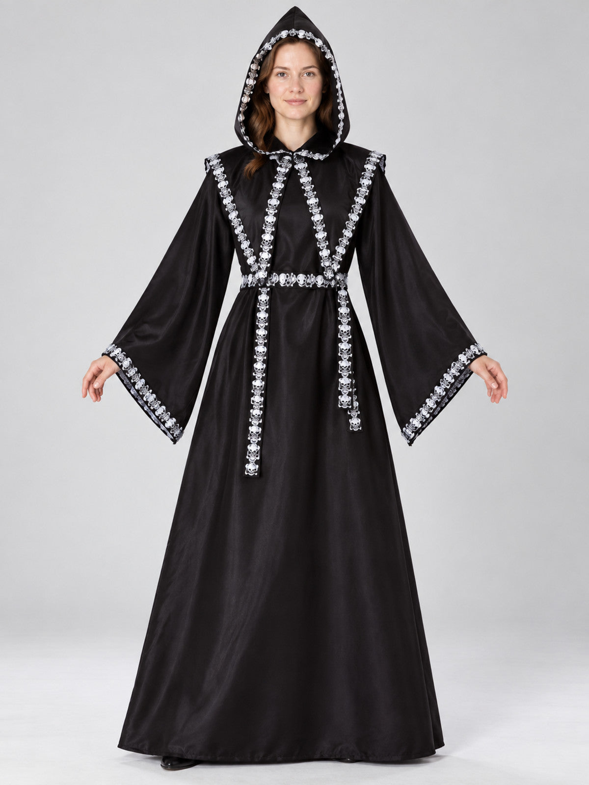 Black Hooded Halloween Costume with Belt