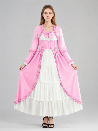 Medieval Dress with Bow and Tiered Skirt on-model view