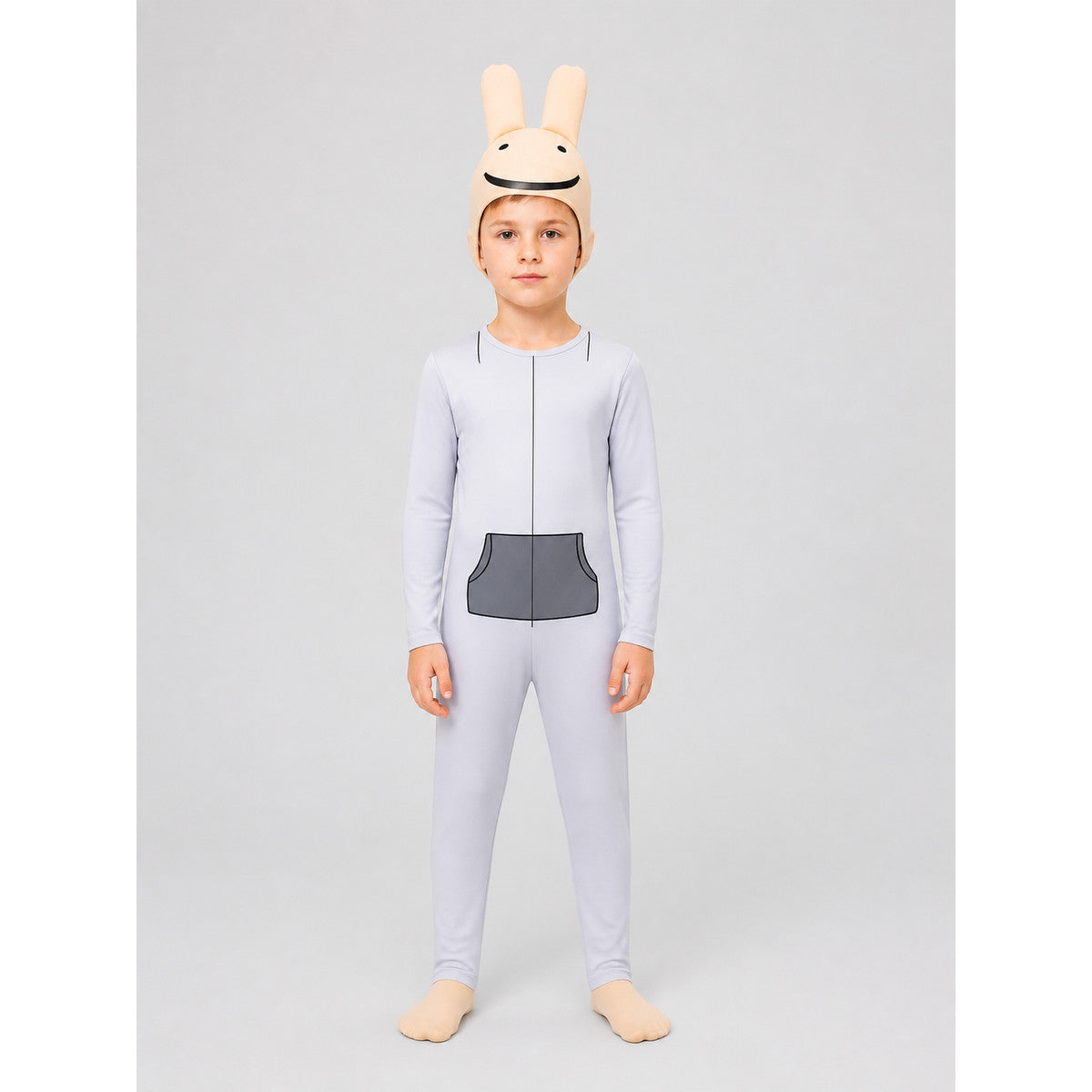 Hooded Bunny Jumpsuit with Long Ears on-model view