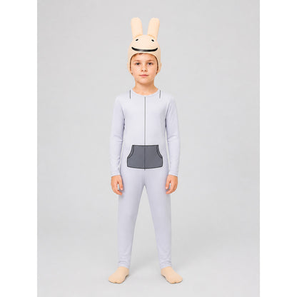 Hooded Bunny Jumpsuit with Long Ears on-model view