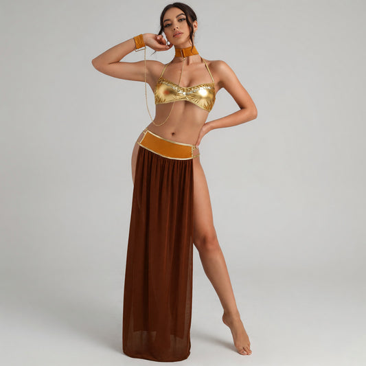 Two-Piece Stage Costume with Gold Chains