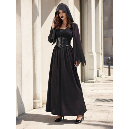 Vampire Cosplay Dress, Black, with Hood main product view