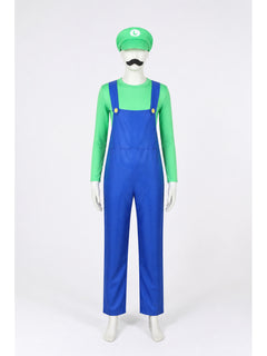 Green Luigi Cosplay Costume with Mustache and Hat