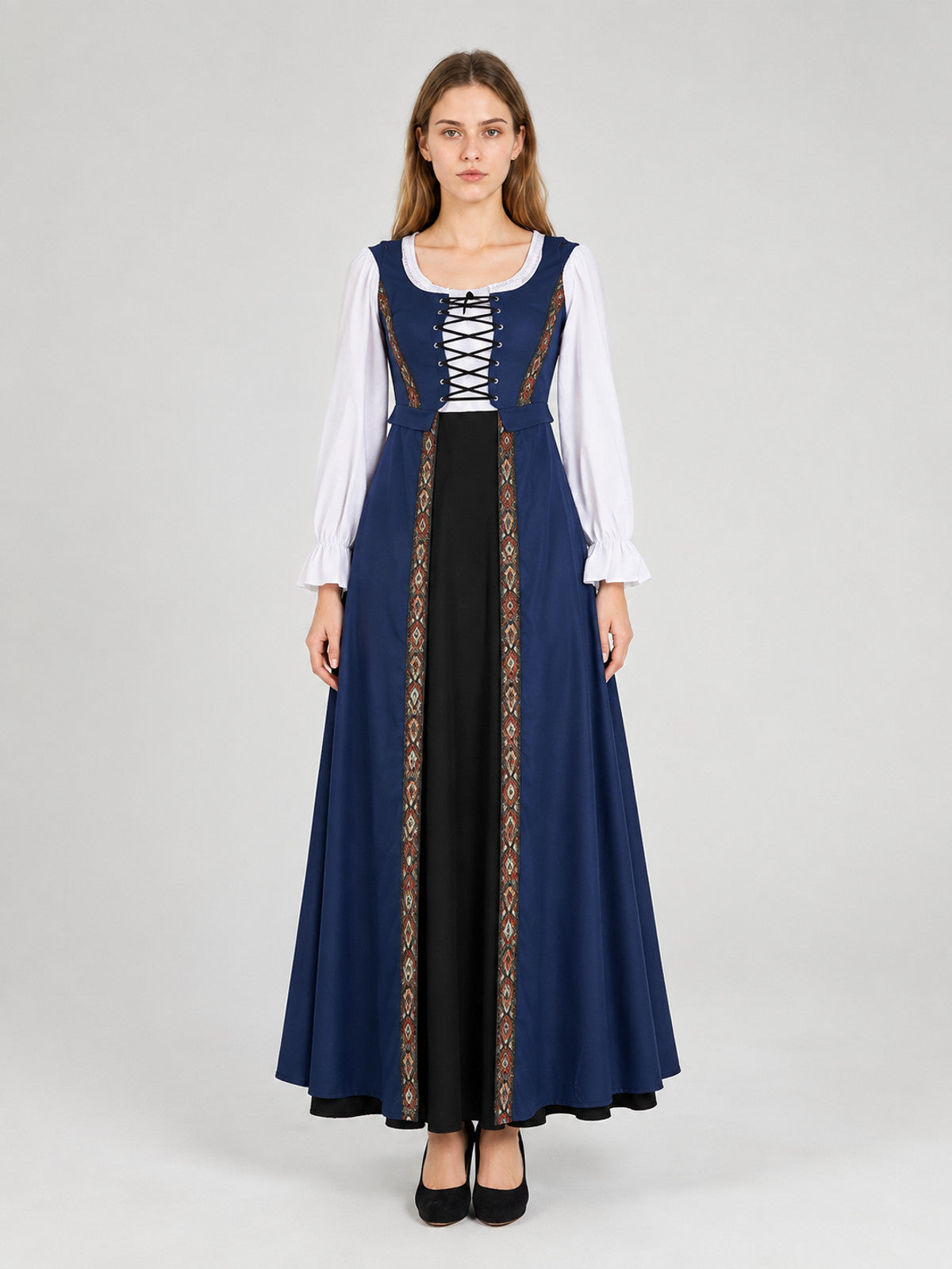 Medieval Stage Dress with Lacing on-model view