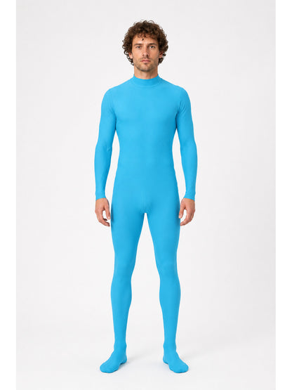 Fitted Blue Jumpsuit with a High Collar main product view
