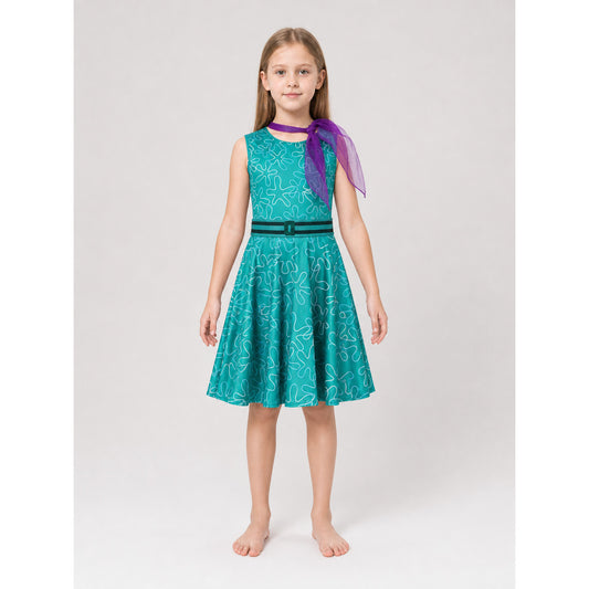 Inside Out 2 Cosplay Dress with Belt and Scarf