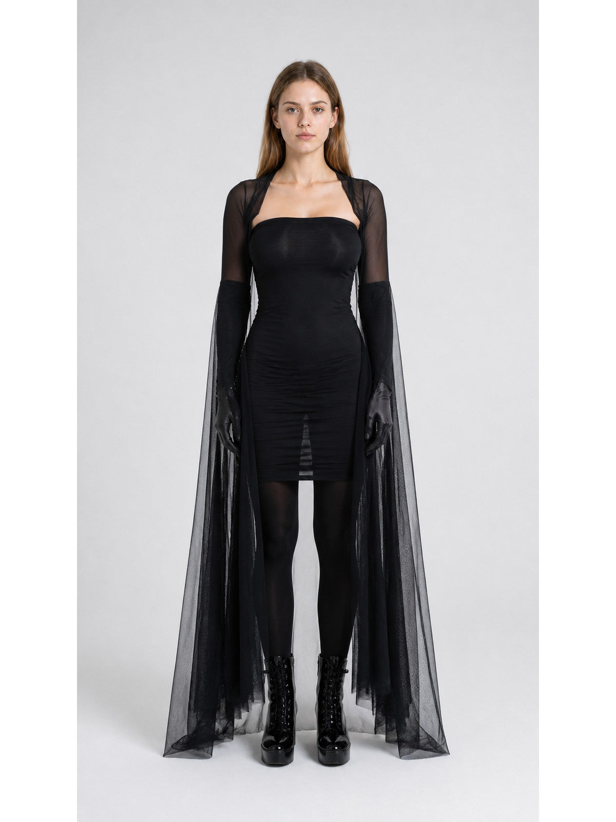 Vampire Costume with Black Dress and Cape main product view