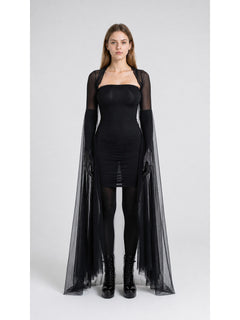 Vampire Costume with Black Dress and Cape