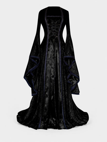 Long Stage Dress with Flared Sleeves main product view