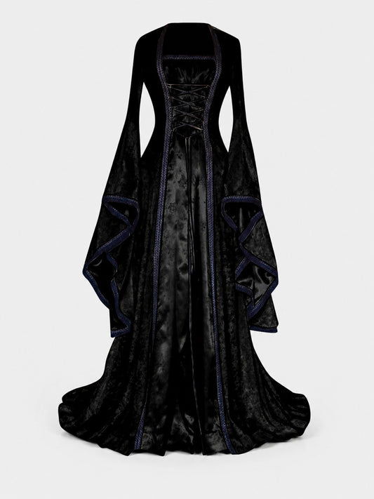 Long Stage Dress with Flared Sleeves main product view