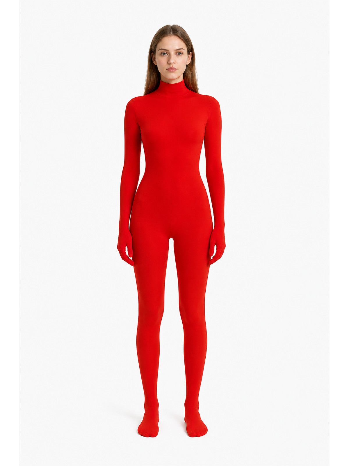 Red Zentai Jumpsuit with Covered Hands and Feet main product view