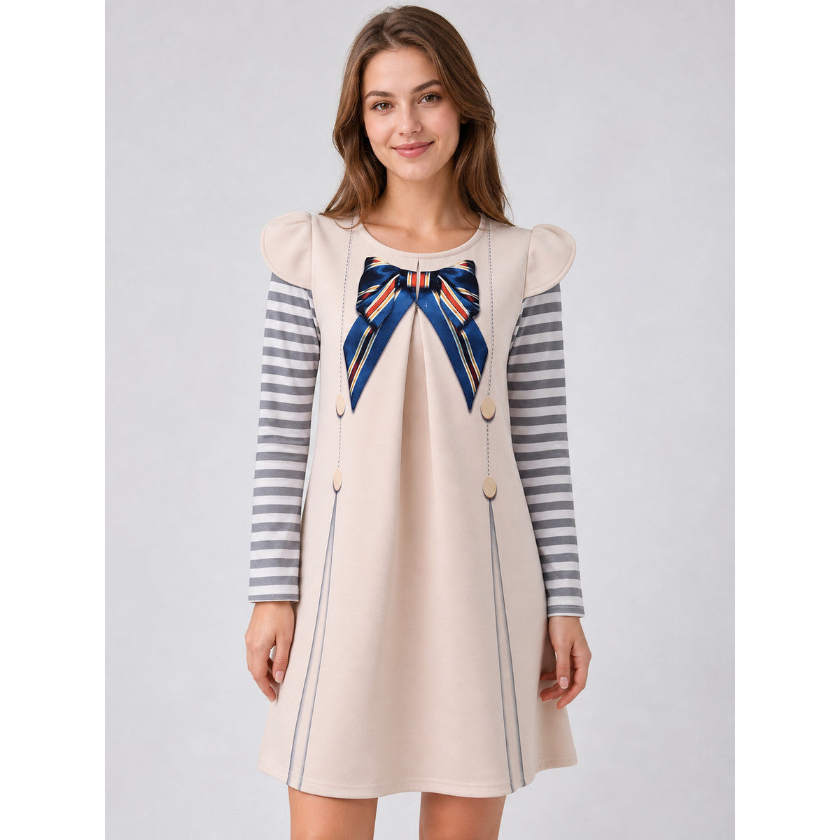 Kids' M3GAN Long Sleeve Cosplay Dress on-model view