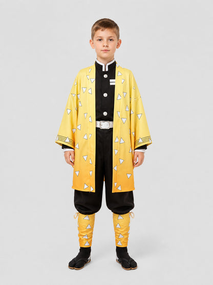 Agatsuma Zenitsu Cosplay Costume, Complete Set on-model view
