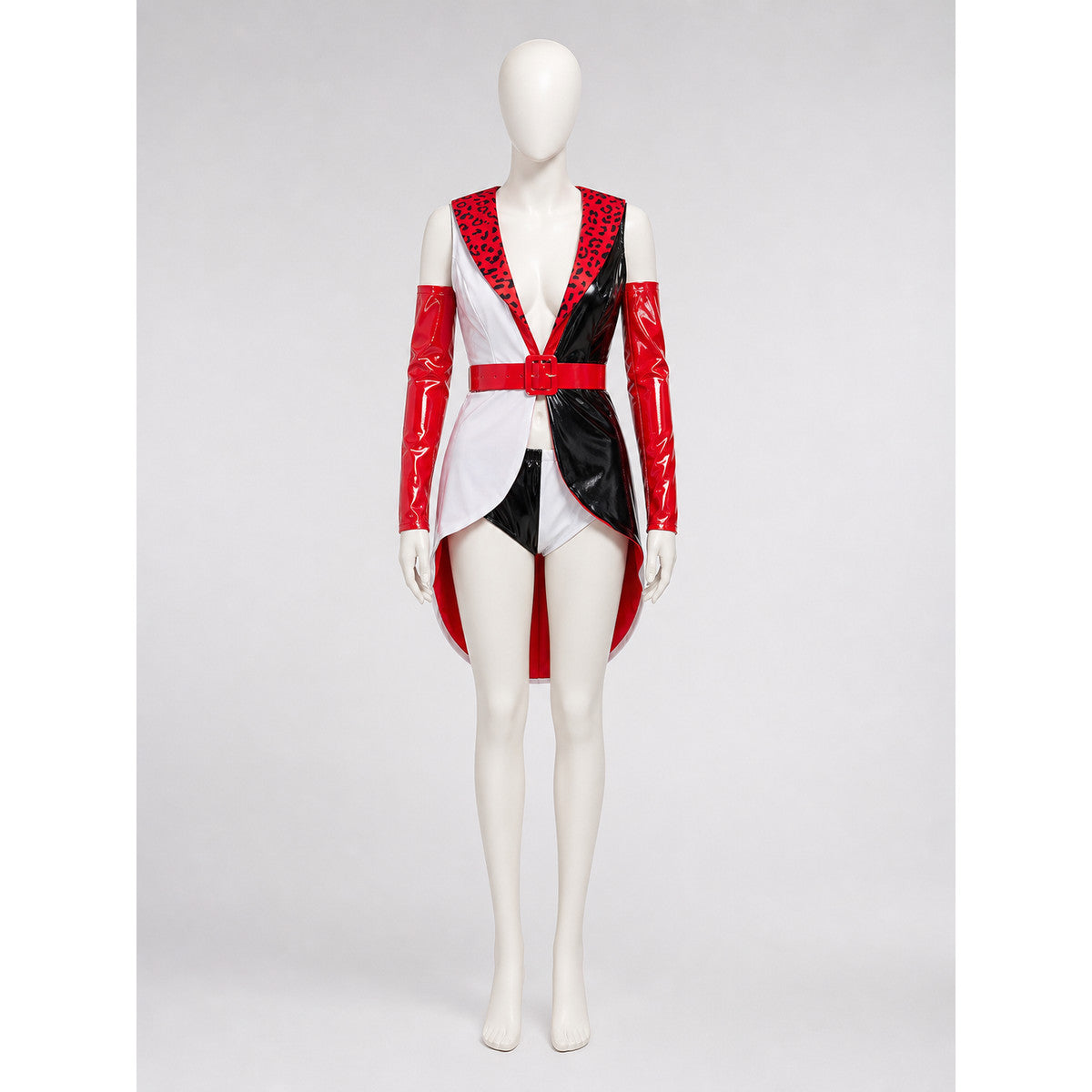 Cruella Clown Cosplay Costume, Black, White, and Red