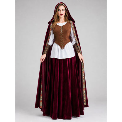 Gothic Vampire Costume with Cape and Long Skirt