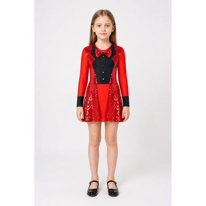 Red and Black Sequin Carnival Dress with Bow main product view