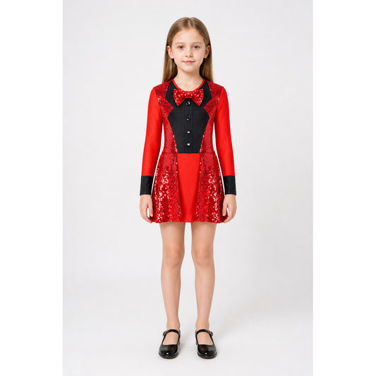 Red and Black Sequin Carnival Dress with Bow main product view