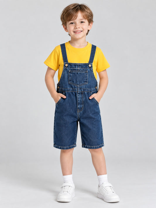 Kids' Set: T-Shirt and Denim Short Overalls
