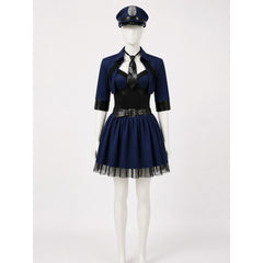 Women's Police Costume Set with Dress, Jacket, Belt, Hat & Tie, Sexy Halloween