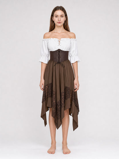 Pirate-Style Costume: Blouse, Corset, and Skirt front view